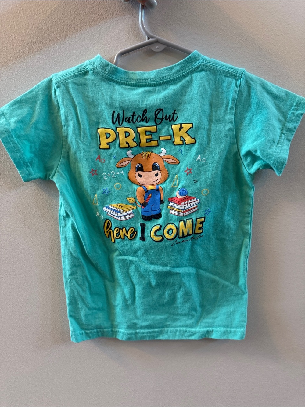 Kids Teal "Watch Out Pre-K Here I Come" Graphic Tee